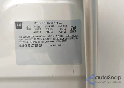 2012 Chevrolet Cruze 2Lt from USA, damaged, VIN 1G1PG5SC8C7236088